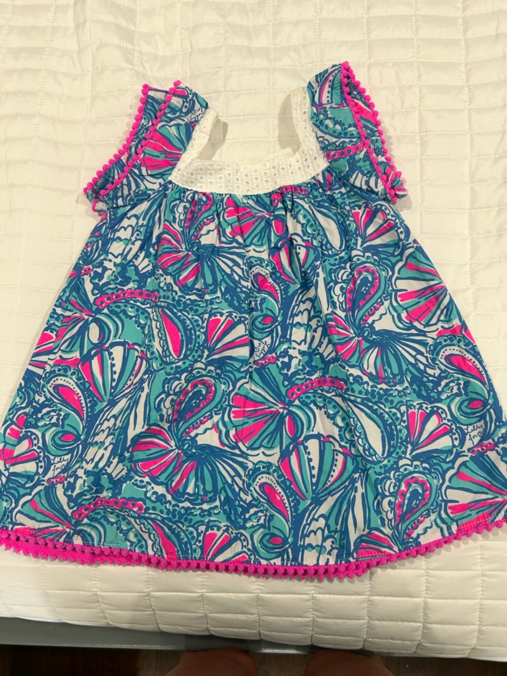 Lilly Pulitzer for Target Teal & Hot Pink Tropical Eyelet Yoke Dress